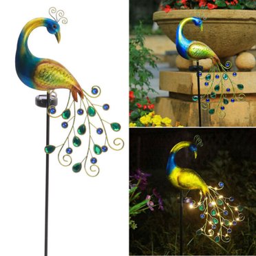 Solar Garden Lights Metal Peacock Garden Decor Waterproof Peacock Solar ...