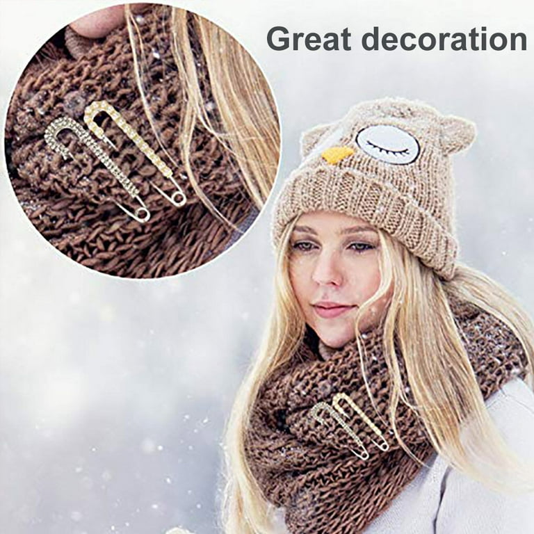 TureClos 6 Pcs set Sweater Brooch Pin Scarf Shawl Pearl Rhinestone Clip Clothes Breast Badge Pin