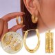 thumbnail image 4 of Pendientes de acero inoxidable en capas para mujer Pendientes geométricos de titanio dorado para mujer, 4 of 8