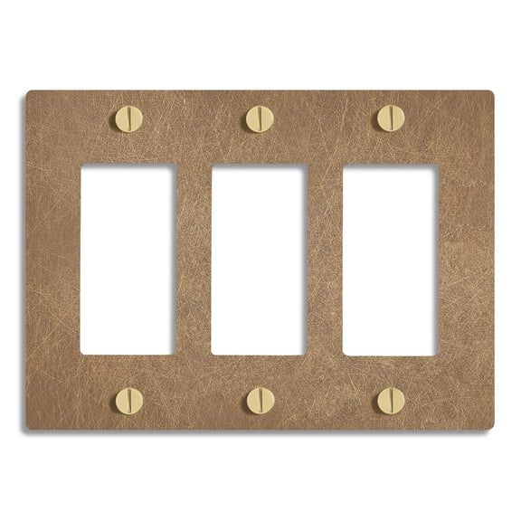 SELECT 3-Gang Solid Brass Wall Plate Cover, Vintage Brass Finish, Electrical Receptacle Outlet Faceplate, GFI/Rocker Decorator Light Switch Cover
