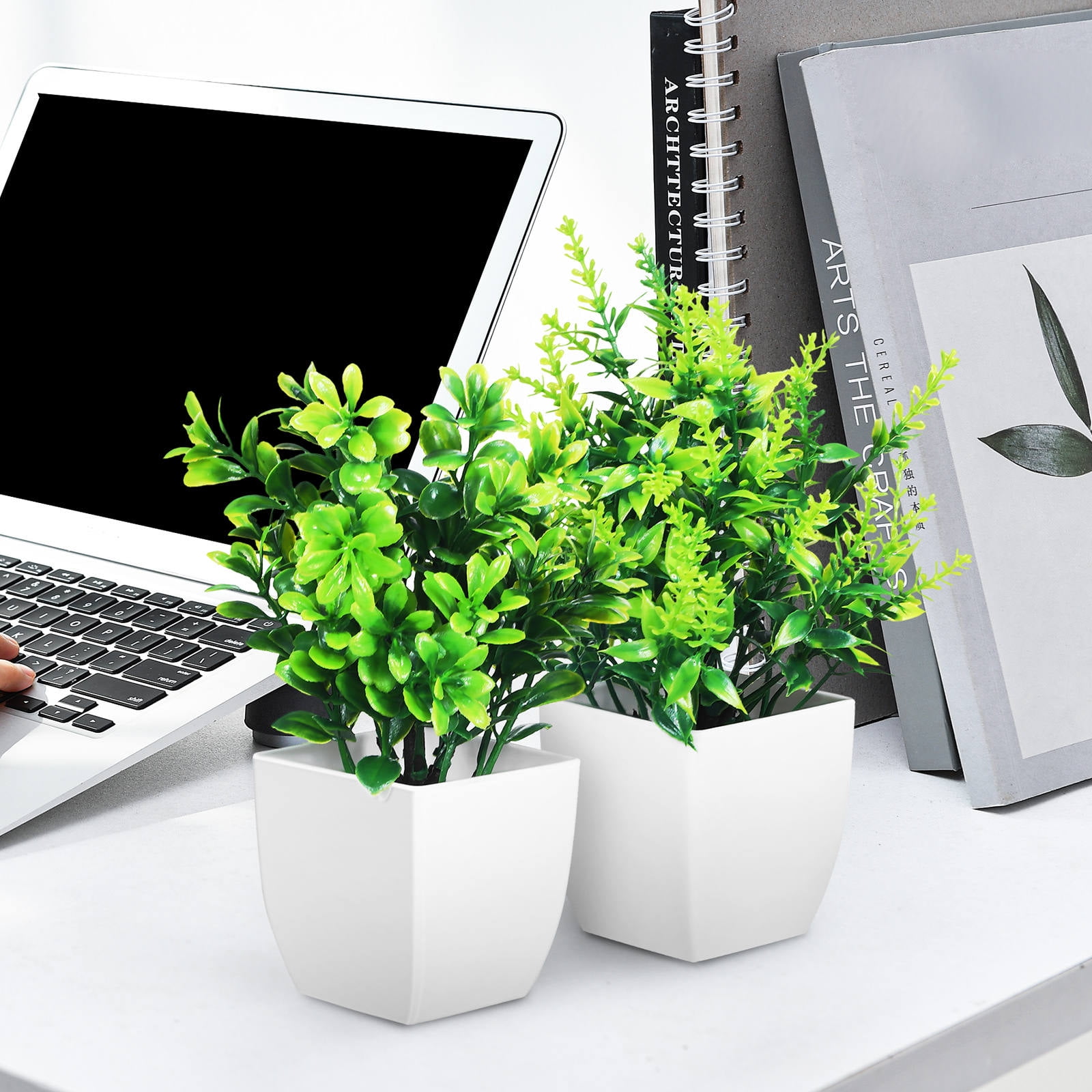 HONMEET 4Pcs Artificial Plants Indoor Faux Potted Plants High Realism Decorative Green Plant Set