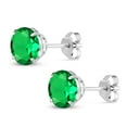 thumbnail image 3 of Gem Stone King 14K White Gold Green Nano Emerald Stud Earrings for Women Men (2.44 Cttw, Gemstone May Birthstone, Round 7MM), 3 of 5