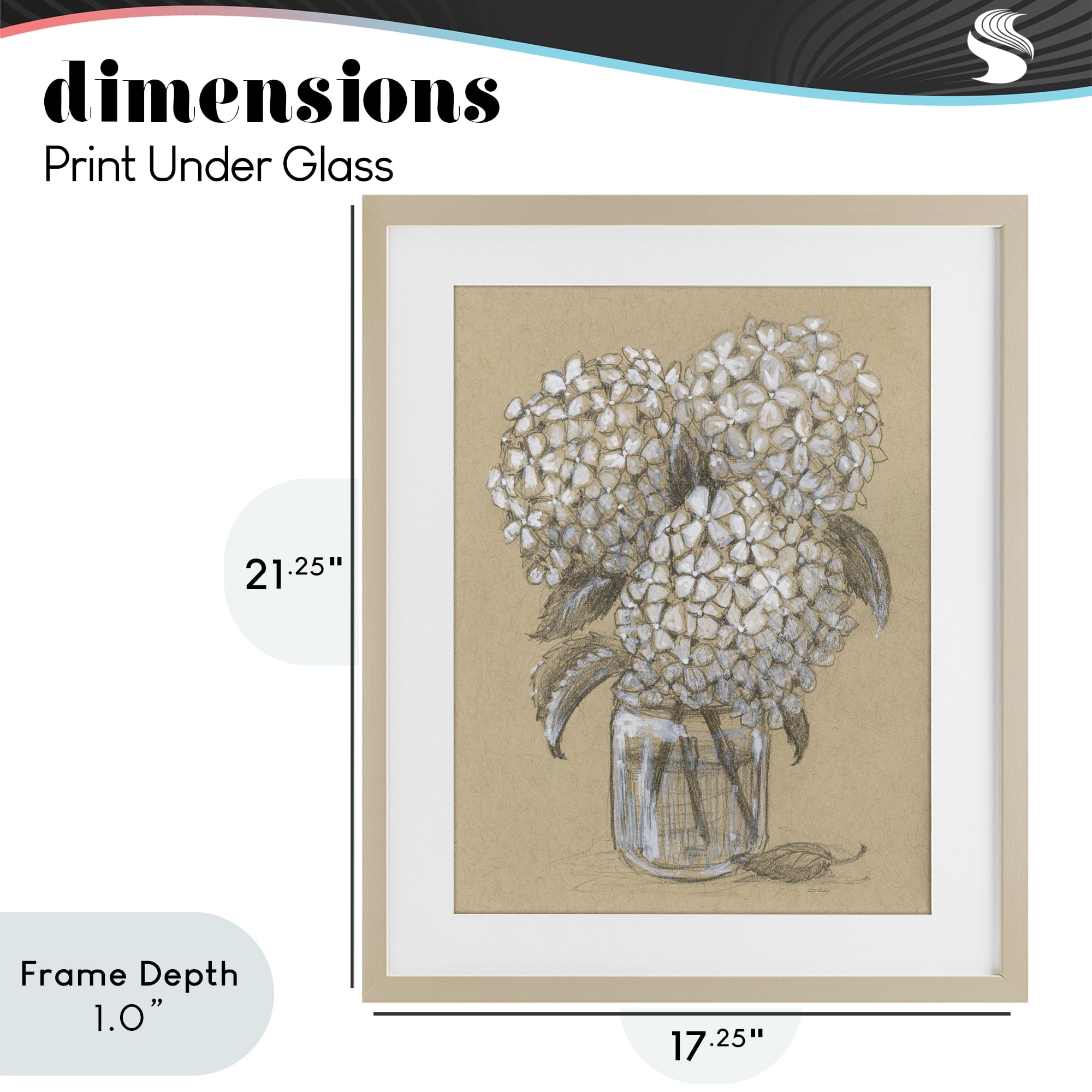 Stupell Industries Hydrangea Jar Drawing Birch Framed Print Under Glass, design by Patti Bishop