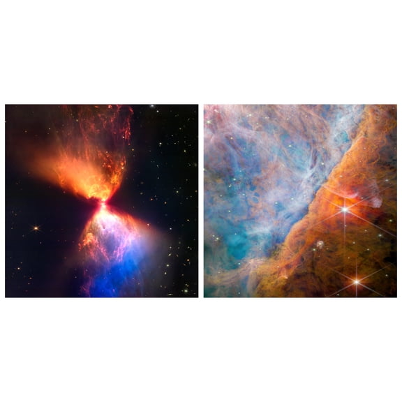 "Celestial Wonders I & II" Frameless Free Floating Reverse Printed Tempered Art Glass Wall Art