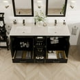 thumbnail image 4 of Eviva London 60"W x 18"D Espresso Double Sink Bathroom Vanity with Carrara Quartz Countertop and Undermount Porcelain Sinks, 4 of 8