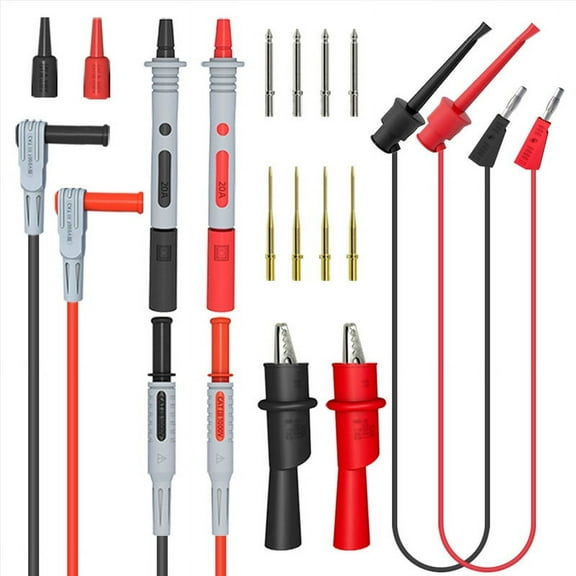 Symkmb P1308B 18PCS Test Lead Kit 4MM Banana Plug to Test Hook Cable Replaceable Multimeter Probe Alligator Clip plastic