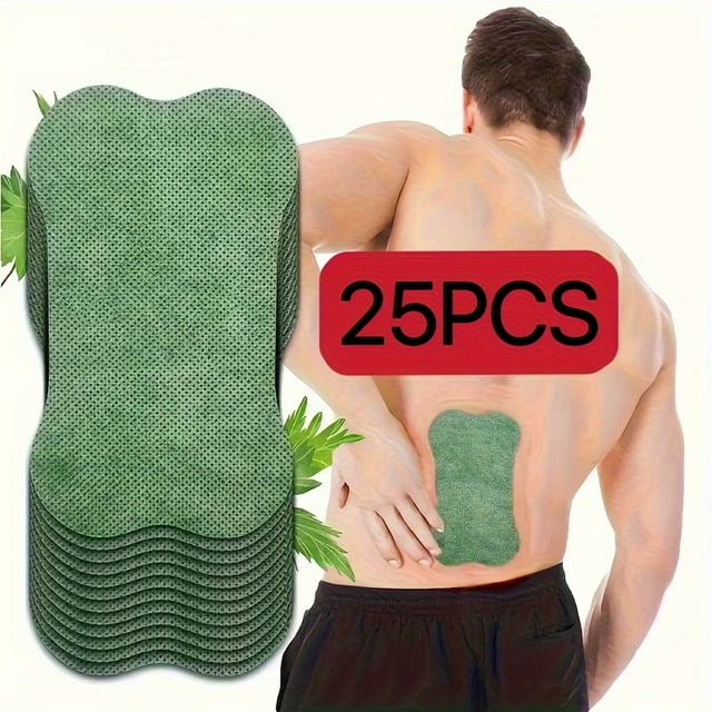 LNGOOR 25pcs Self-Heating Lumbar Support Patches 6-8 Hour Wear Time - White Cotton Blend
