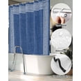 thumbnail image 5 of Split Shower Curtain for Transfer Bench, Dark Blue Retro Greek Key Fabric Shower Curtains for Bathroom, Geometric Greece Ancient Rustic Tub Sliding Transfer Bench Waterproof Bath Curtains 72"x96", 5 of 9