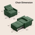 thumbnail image 2 of 3-in-1 Convertible Sleeper Chair, Lightweight Foldable Sofa Bed for Small Spaces, Linen Upholstery, Green, 2 of 8