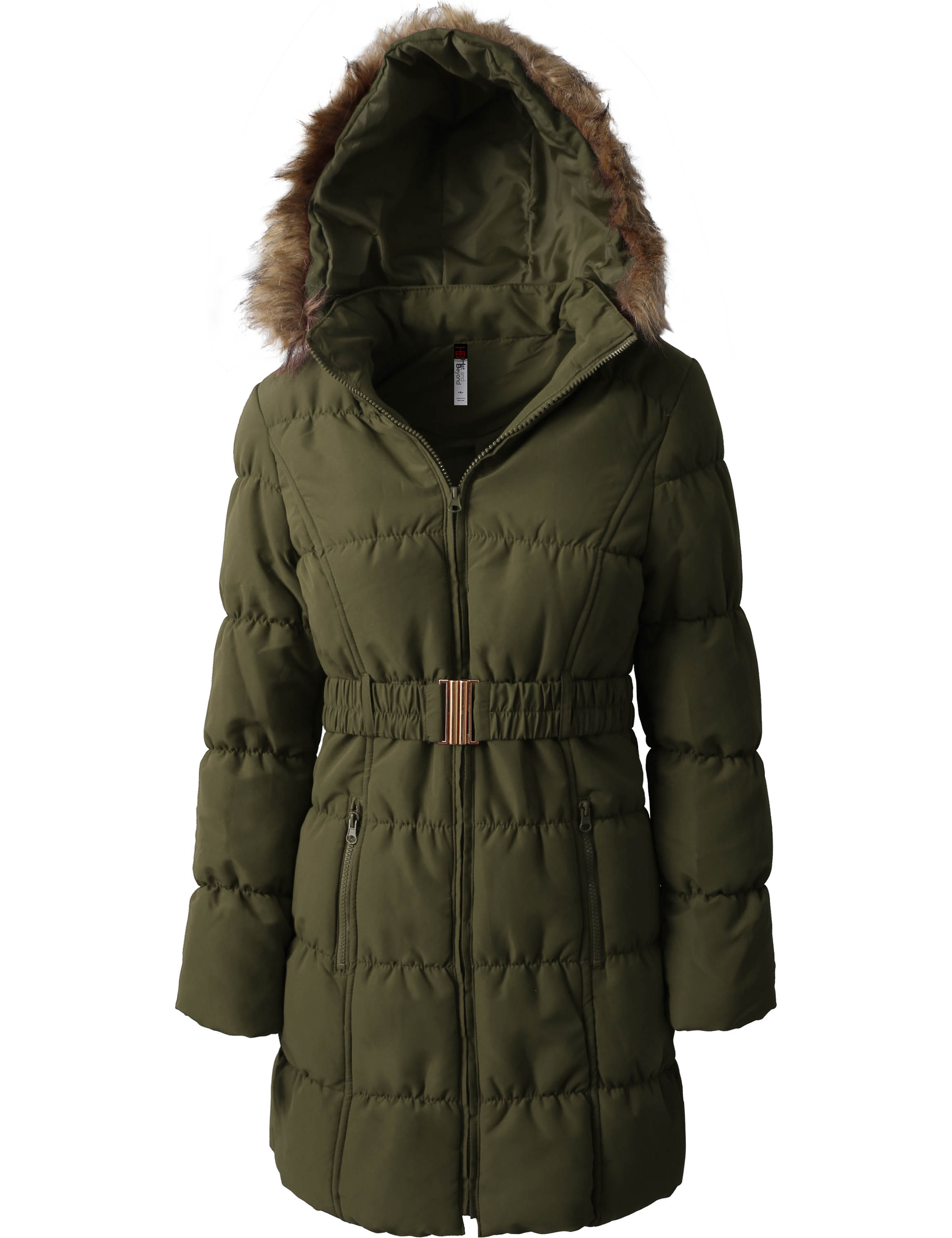 Ma Croix Womens Quilted Puffer Coat with Belt Lightweight Detachable ...