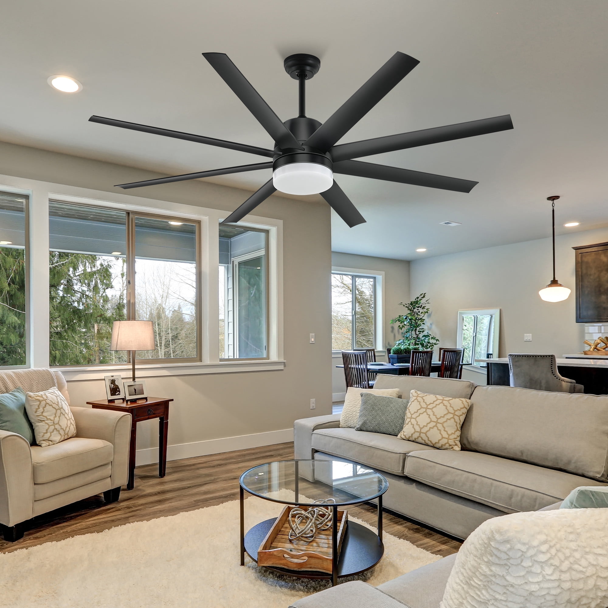DWVO 60in Ceiling Fan with Light and Remote, 6-Speed 8 Blades