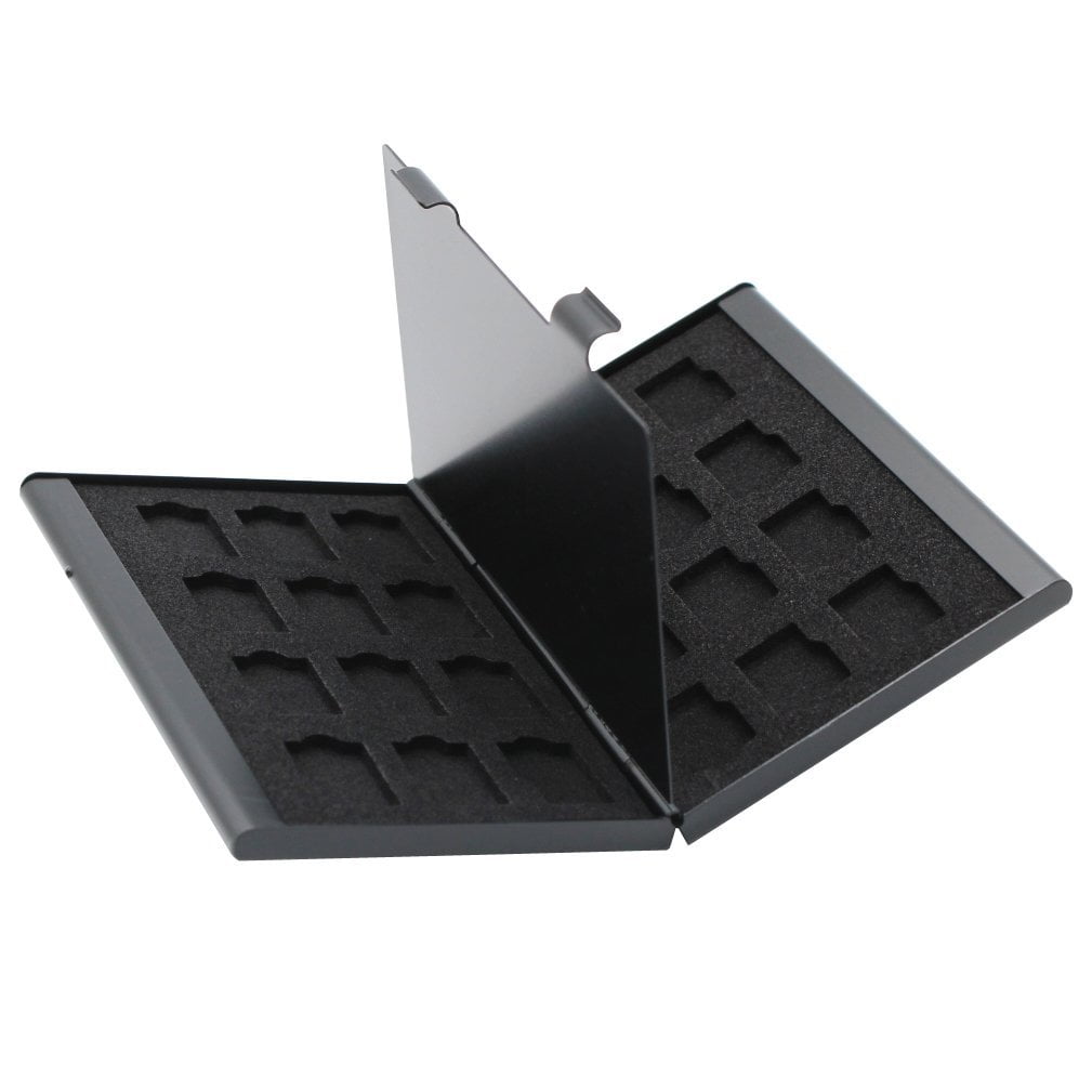 Foto&Tech BLACK Aluminum Memory Card Carrying Case 24 Slots for Micro