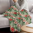 thumbnail image 3 of Tropical Botanical Blanket Soft Cozy Warm Twin Blanket for Bed, Plush Fuzzy Flannel Fleece Blankets for Sofa, Summer Red Pink Floral Botanical Throw Blankets for Couch, Gifts for Men, 60"x80", 3 of 9