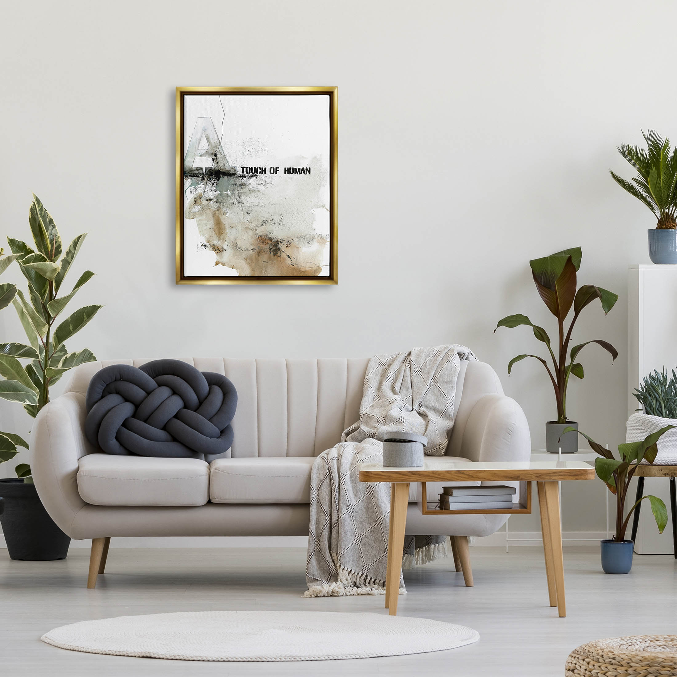 Stupell Industries Urban Abstract Style Typography Collage Graphic Art Metallic Gold Floating Framed Canvas Print Wall Art, Design by Design Fabrikken