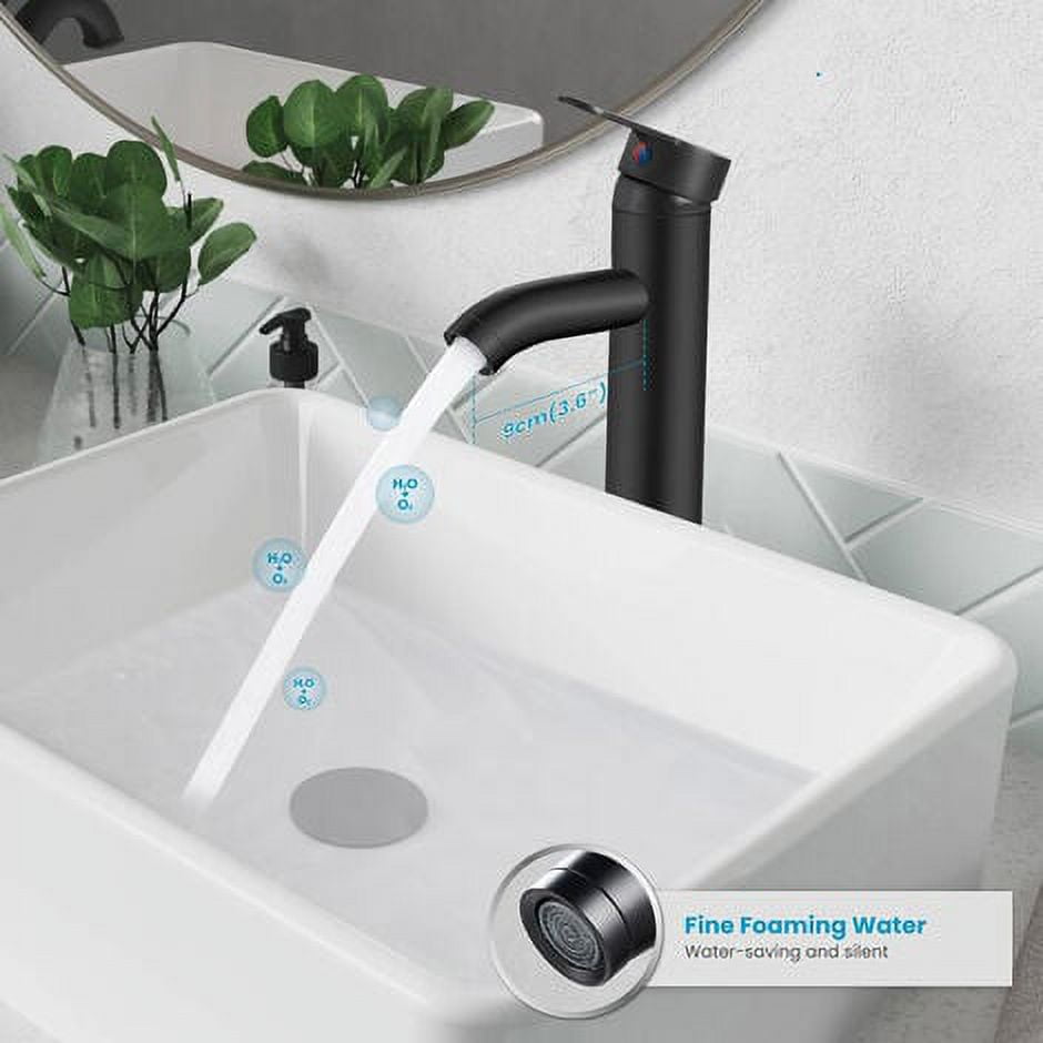 Bathroom Sink Faucet Matte Black Single Handle Basin Vanity Mixer Single Hole High Spout