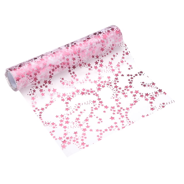 Caminito de mesa en forma de estrella rosa Uxcell, 11" x 30 pies, decoración de malla metálica con lentejuelas