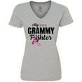 thumbnail image 3 of Inktastic Breast Cancer Awareness My Grammy is a Fighter Women's V-Neck T-Shirt, 3 of 5