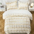 thumbnail image 3 of Flymme 7 Pieces White Comforter Set King Size Geometric Bed in a Bag Gold Foil Print Bed Set with Sheets Luxury Geometric Bedding Sets for Women Men, 3 of 10