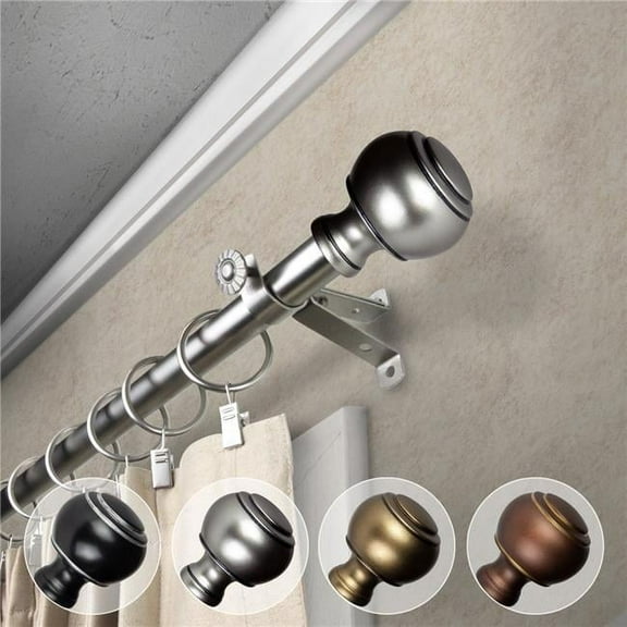 Central Design 4898-485 0.812 in. Dia. Hal Curtain Rod, Satin Nickel - 48-84 in.