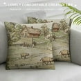 thumbnail image 3 of JEUXUS Decorative Square Throw Pillow Cover Scenery Rural Old Farming Hand Drawn Livestock Vintage Food Drink Farmland Valley Design House Modern Design Cushion Case for Car Bed, 3 of 5