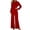 Red, variant on Hot Pink Button Down Pajamas Women Lapel Long Sleeve Shirts and Wide Leg Pants 2 Piece Pjs Sets Striped Fashion Sleepwear Set with Pockets S