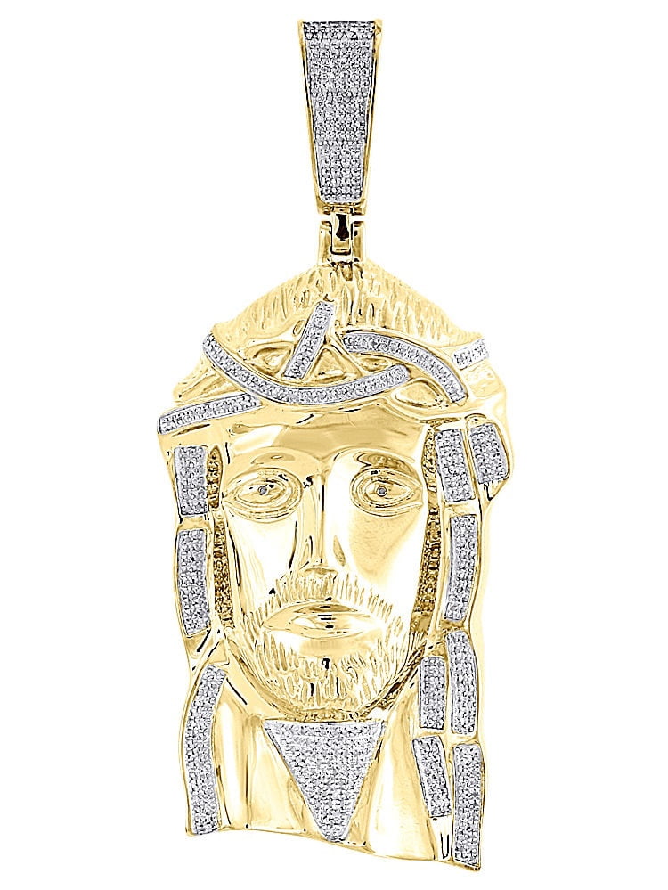 Diamond Jesus Piece Pendant Mens 3.93 