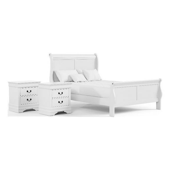 Furniture of America Arabella Wood 3-Piece Full Bedroom Set in White