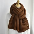 thumbnail image 3 of Yuanlong Winter Scarves Merry Christmas Solid Long Ribbed Knitted Scarf Holiday Thermal Neckwear Soft Neck Gaiter Coffee, 3 of 5