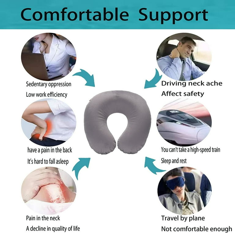 HEVIRGO U-shaped Neck Pillow Cushion, Inflatable Memory Foam