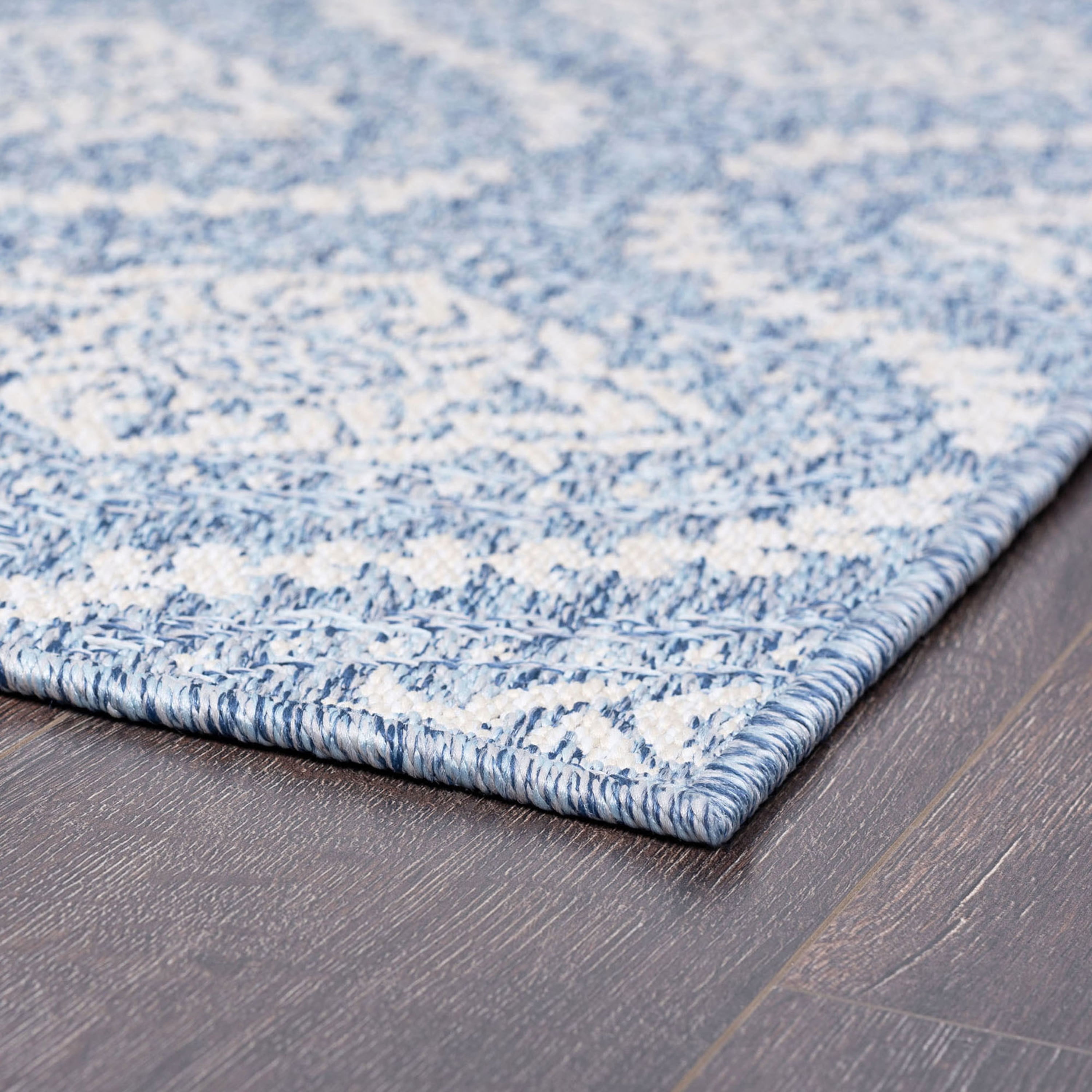 2x3 Water Resistant, Small Indoor Outdoor Rugs for Patios, Front Door Entry, Entryway, Deck, Porch, Balcony | Outside Area Rug for Patio | Blue, Damask | Size: 2' x 3'