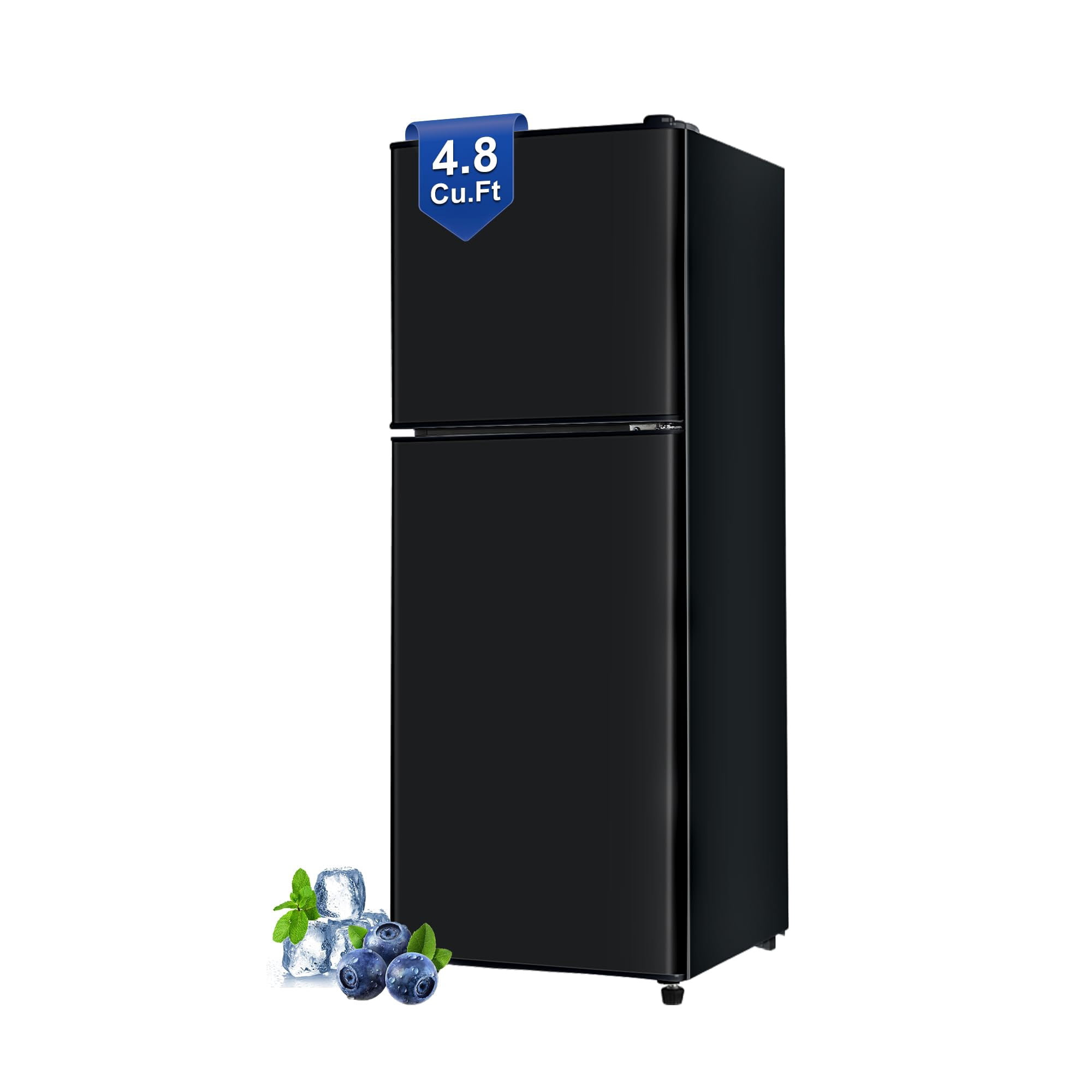 4.8 Cu.Ft Apartment Refrigerator with Freezer, Adjustable Thermostat Removable Glass Shelves, Quiet R600 Compressor Space Saving for Dorm Office RV Kitchen, Black