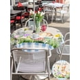 thumbnail image 6 of Outdoor Tablecloth with Umbrella Hole Zipper Happy Easter Bunny Round Tablecloth 60" Waterproof Outside Table Cloth Spring Floral Burlap Blue Plaid Patio Table Cover Tablecloths for Picnic Party, 6 of 8