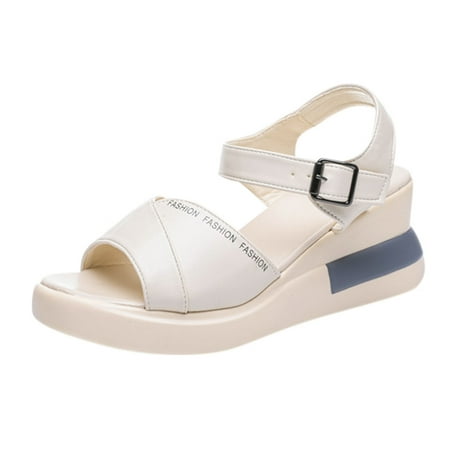 

Womens Sandals Fashion Womens Breathable Lace Up Shoes Thick Soled Wedges Casual Sandals Women S Sandals Pu Beige 41