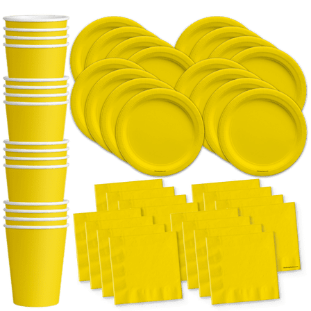 Solid Mustard Yellow Birthday Party Supplies Set Plates Napkins Cups Tableware Kit for 16