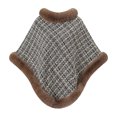 thumbnail image 3 of Fewfanhot Faux Fur Trim Tweed Poncho Cape Elegant Warm Pullover Wrap Shrug for Women Fall Winter, 3 of 9