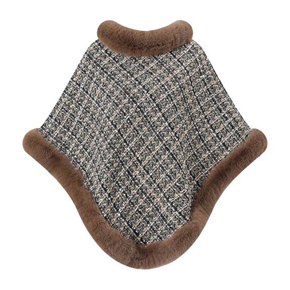 Levmjia Women Shawl Plaid Wrap Cape Loose Open Front Cardigan Warm Windproof Outerwear Autumn Winter Travel Daily Outings Evening Events