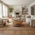 thumbnail image 4 of SAFAVIEH Modern Round Rattan Coffee Table, Natural, 4 of 14