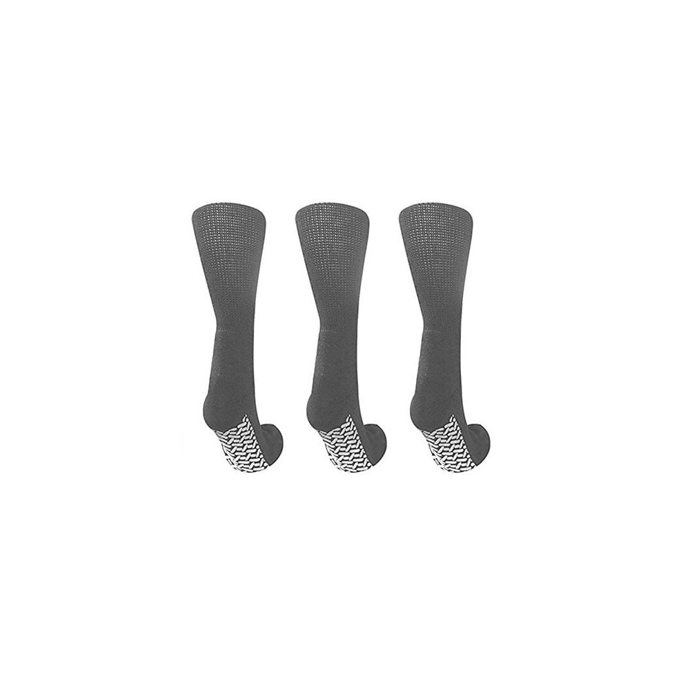 Noble Health Care Diabetic anti Skid Hospital Slipper Socks Women's 9-11, Grey (3 Pack)