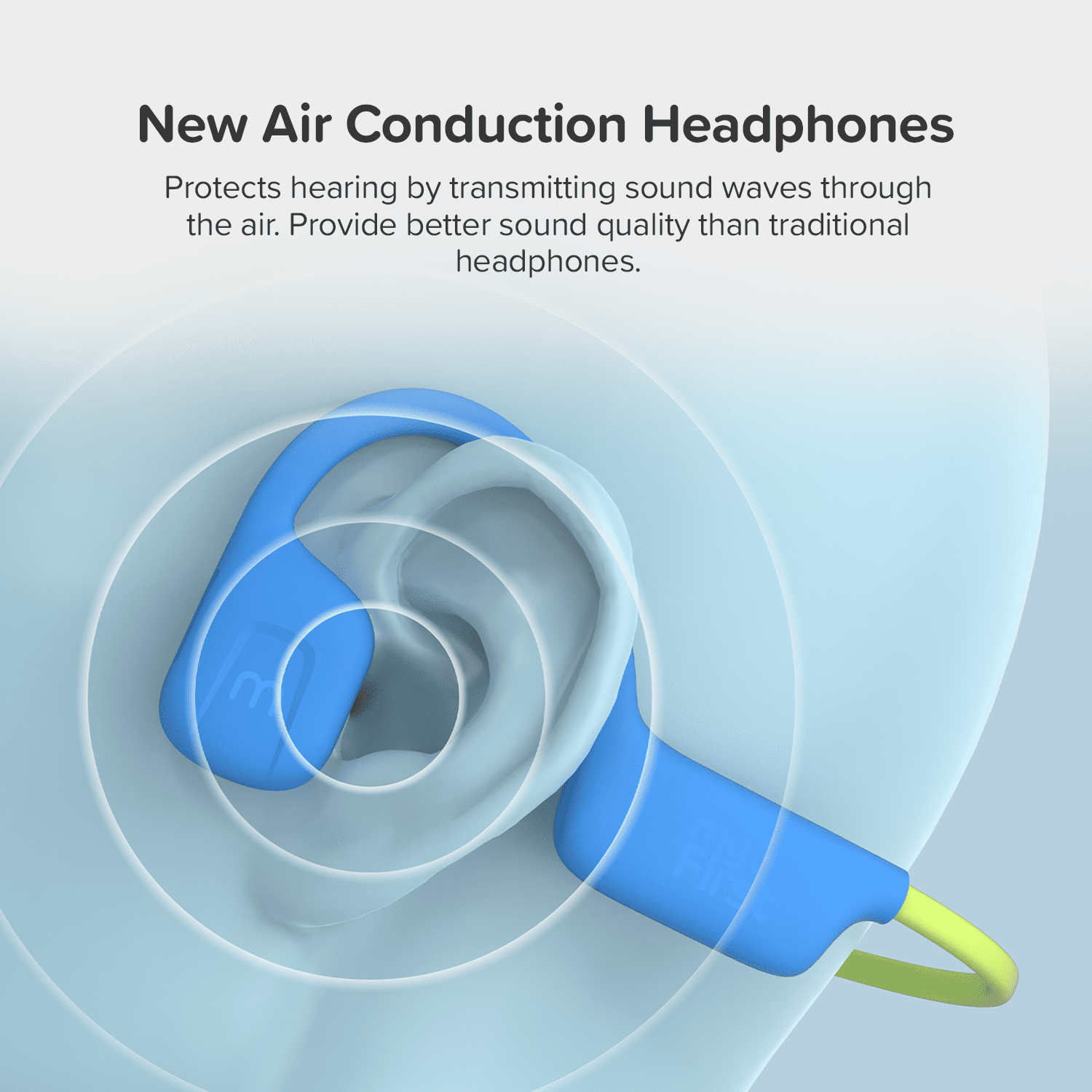 myFirst Kids Airwaves Wireless Open-Ear Headphones - Safe Listening, Long Battery Life, New - Blue