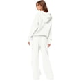 thumbnail image 5 of Szluipve Women Cropped Zip‑Up Hoodie 2 Piece Outfits Drawstring Long Sleeve Full Zip Short Hooded Jacket and Elastic Waist Wide Leg Pants Casual Tracksuit Loungewear Set White 3XL, 5 of 7