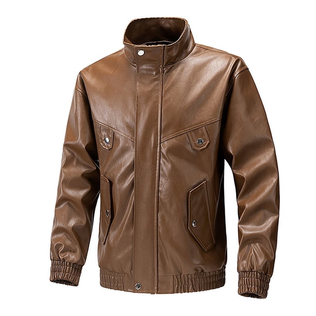 LOVZFMLL Jackets for Men's Solid Color Zippered Pocket Motorcycle Suit Loose Top And Jacket