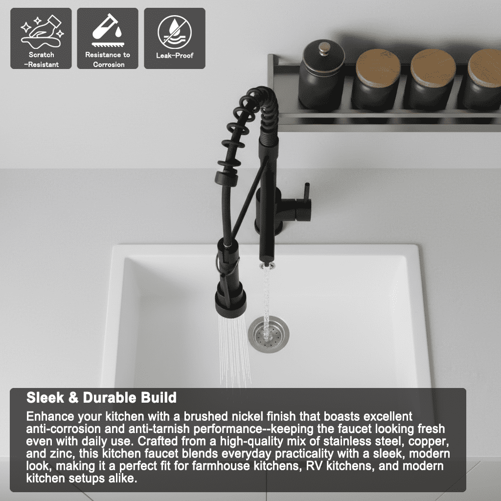 Kitchen Faucet with Pull Down Sprayer,Touch On Single Handle 2-Function Stainless Steel Spring Neck,Single Hole Installation for Residential,Bar,Matte Black