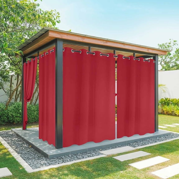 2 Panels Outdoor Curtains for Patio Waterproof 54"x84" Pure Red Weatherproof Privacy Outsides Curtains, Simple Solid Color Grommet Thermal Drapes for Cabana Porch Pergola