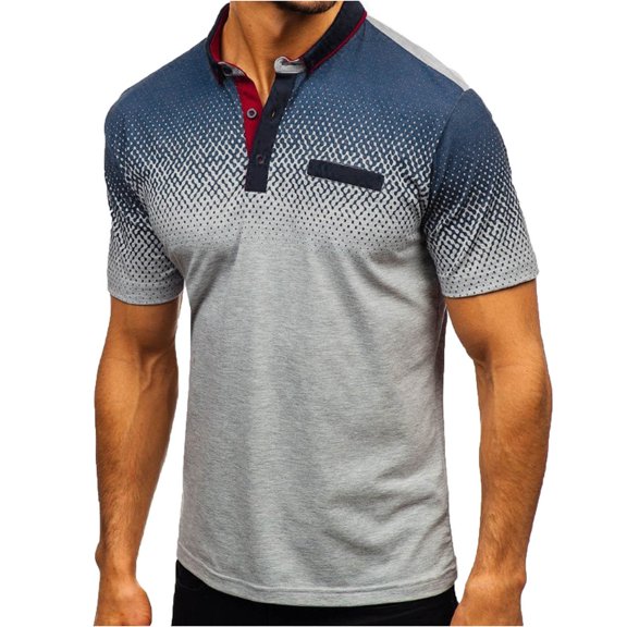 Pitauce Mens Shirts Slim Fit Short Sleeve Print Shirt Summer Casual Outdoor Street Shirt on Clearance