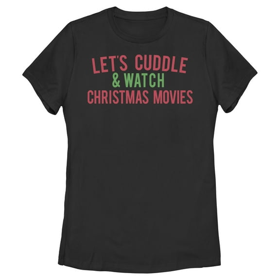 Women's Lost Gods Cuddles & Christmas Movies  Graphic Tee Black X Large