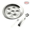 OZS Stainless Steel Snail Plate Set Escargot Dining Set 6 Compartment Snail Dishes with Tong and Fork