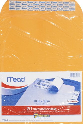 Mead  Envelopes Press-It Seal-It Heavyweight 10 x 13 Inches 20 Count 