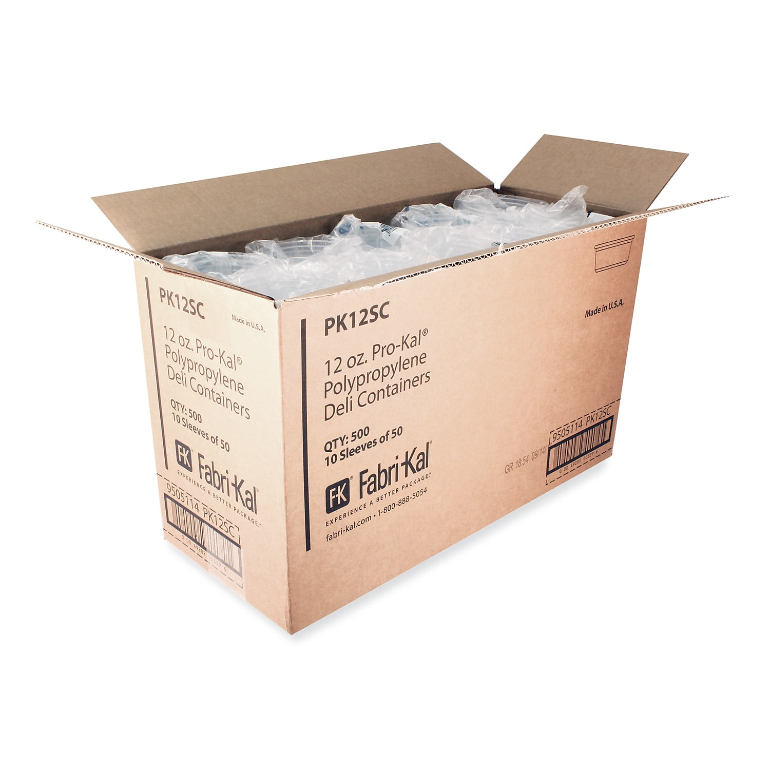 Fabri-Kal Plastic Deli Container, 32 oz, Clear, 500 ct