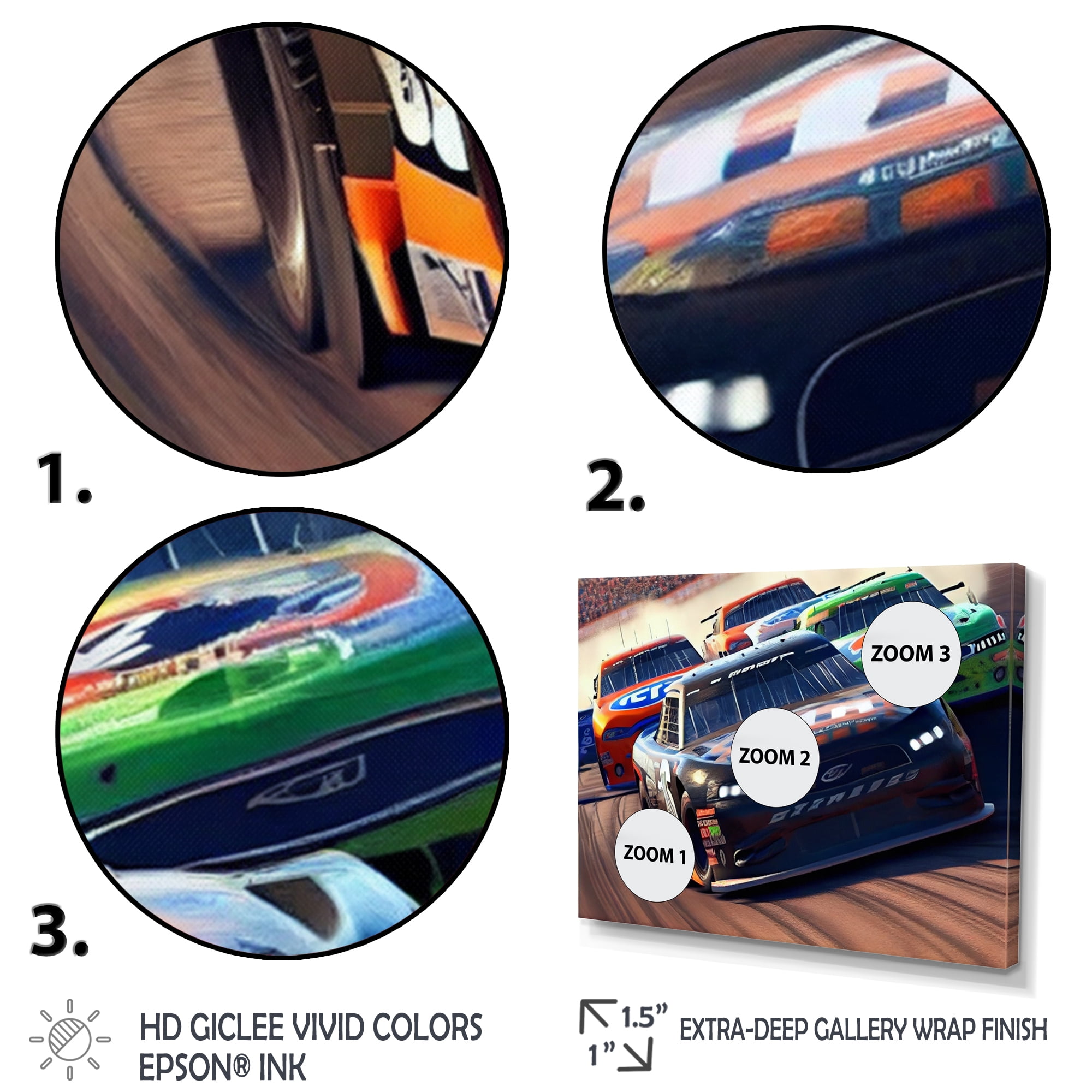 Designart Stock Car Racing Last Lap III Canvas Wall Art