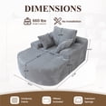thumbnail image 5 of Sdorens 67" Chaise Lounge Chair Indoor,Oversized Corduroy Upholstered Boneless Sofa Bed,Deep Seat Sleeper Couch Reading Chairs Cloud Sofas Couches for Living Room, No Assembly Required (Light Grey), 5 of 20